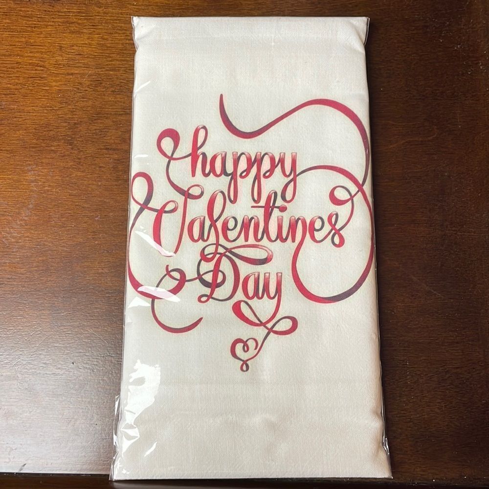 Mary Lake-Thompsonย Happy Valentineโs Day Flour SackโKitchenโTowel